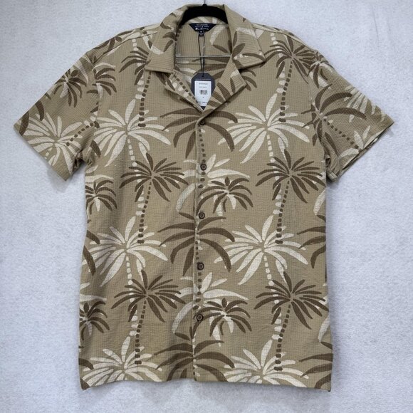 Ben Sherman Shirt Mens Medium Palm Tree Hawaiian Camp Collar Stretch BS25529K25 - Picture 1 of 8